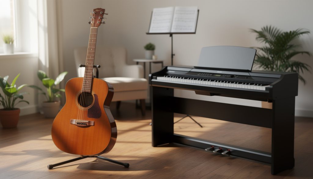 Guitare ou piano pour débuter la musique