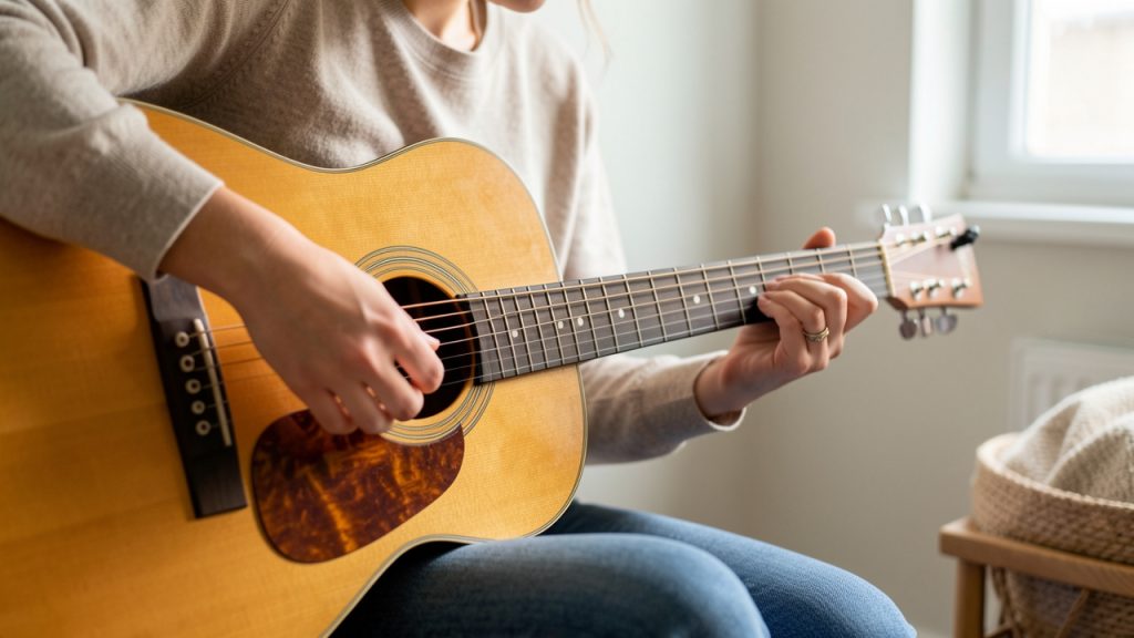 Guitare débutant petite main : le bon format pour vos accords